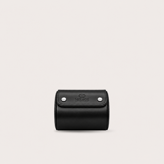 1 Watch Travel Case Vegan Leather Watch Roll (Jade Black - White Interior)