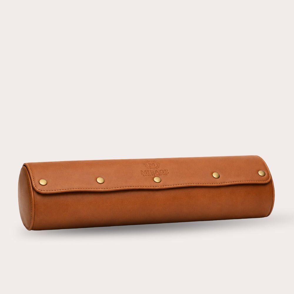 4 Watch Travel Case Full-grain Leather Watch Roll (Tawny Brown)