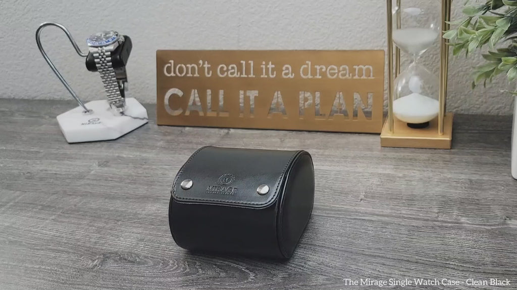 Video showcasing the Mirage Luxury Travel Signature Collection 1 watch roll with premium vegan leather craftsmanship.