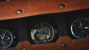 Tawny Brown Cow Leather Watch Roll - 4 orologi