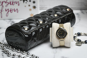 Glamoureuze zwarte horlogekast met 3 horloges voor dames