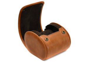 Tawny Brown Cow Leather Watch Roll - 1 Watch