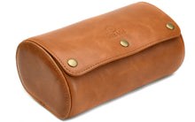 Carica l&#39;immagine nel visualizzatore Galleria, Tawny Brown Cow Leather Watch Roll - 3 orologi
