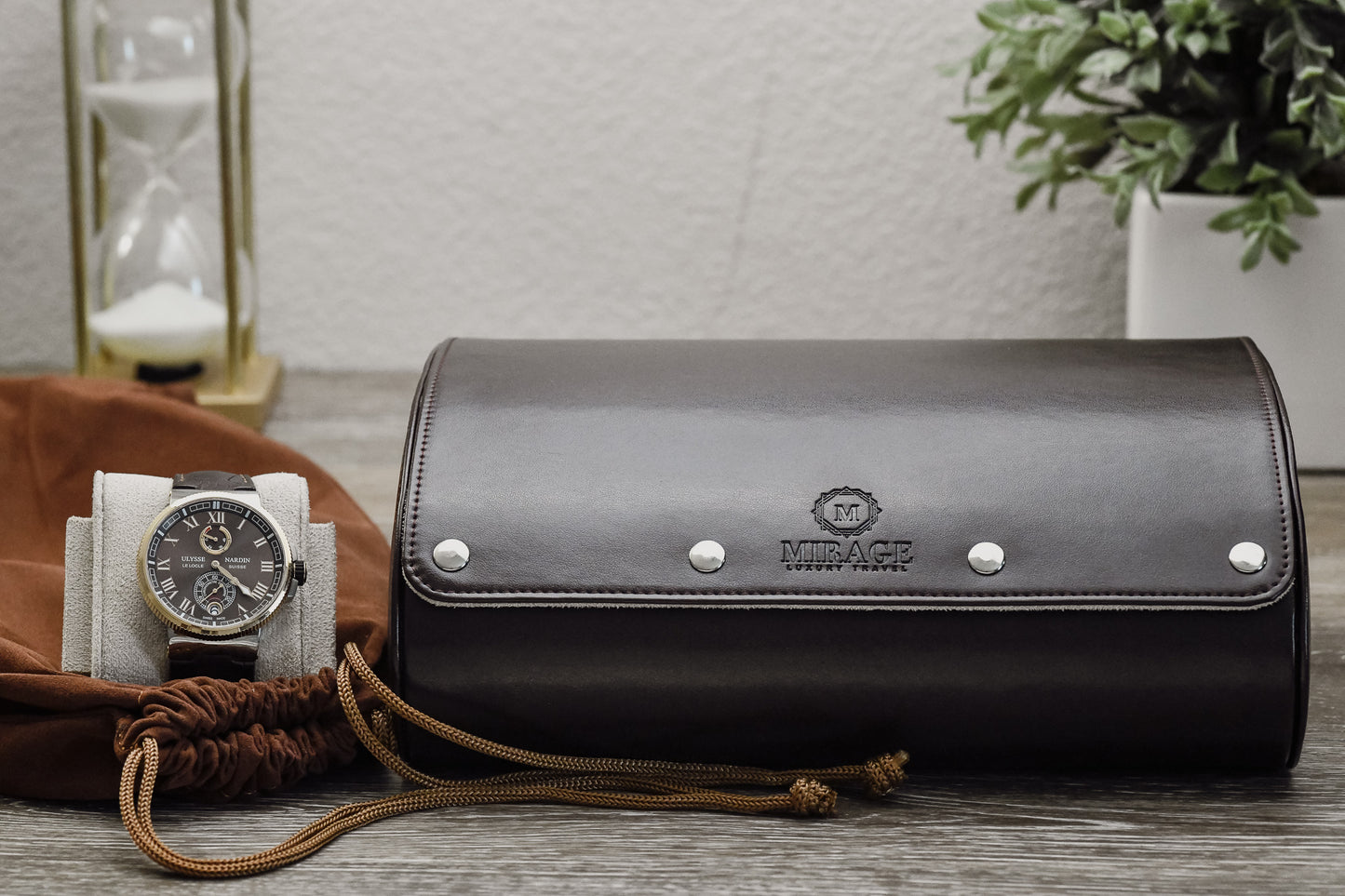 6 Watch Case - Espresso Brown (Ivory White)