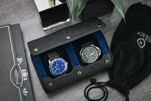 Load image into Gallery viewer, Sable Black Saffiano Leather Watch Roll Case - 2 Watches
