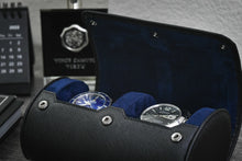 Carica l&#39;immagine nel visualizzatore Galleria, Sable Nero Saffiano Leather Watch Roll Case 3 orologi
