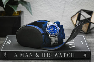 Sable Nero Saffiano Leather Watch Roll Case 3 orologi