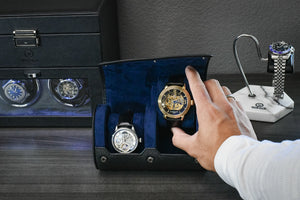 Sable Black Saffiano lederen horlogerolhouder 3-horloges