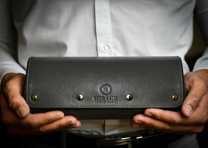 Premium Slate Gray watch roll presented in elegant gift-ready packaging for collectors and executive gifts