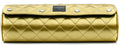 Women's Royal Gold premium vegan leather 3 watch roll with diamond quilted exterior and luxury watch storage for Rolex, Cartier, Omega, Longines, and other women's watches