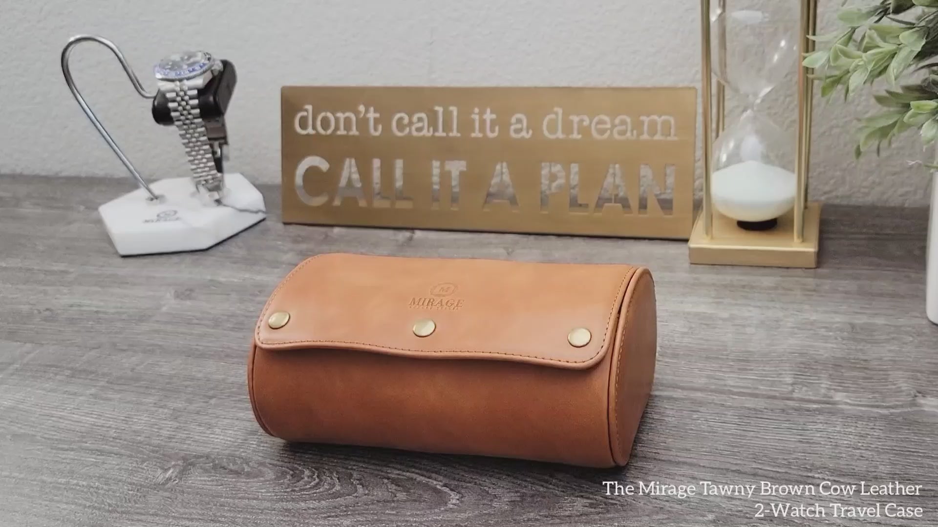 Video demonstrating the craftsmanship and protection of the Mirage Luxury Travel Tawny Brown 2 watch roll.