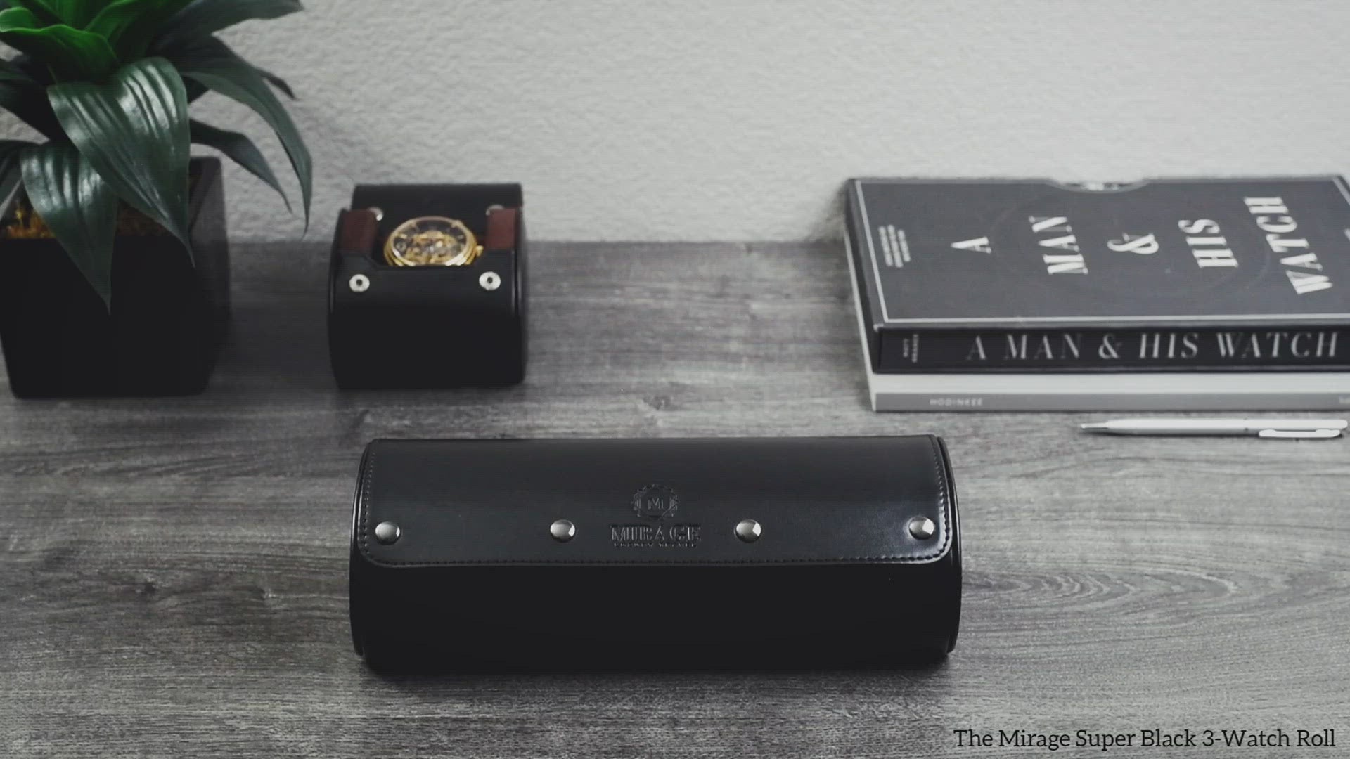 Video demonstration of the Super Black premium vegan leather 3 watch travel case