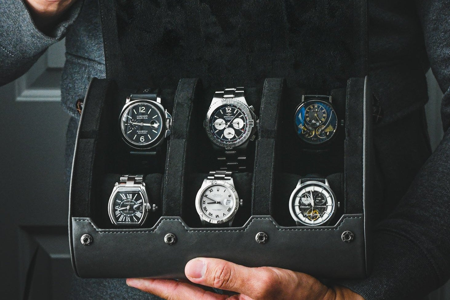 panerai black luminor breitling blue dial cartier watches omega mirage travel accessories