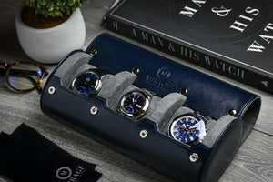 Nachtblauw horlogerol - 3 horloges