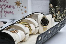 Afbeelding laden in galerijviewer, Glamoureuze zwarte horlogekast met 3 horloges voor dames
